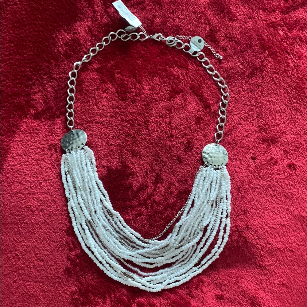 Macy's Silver and White Layered Necklace